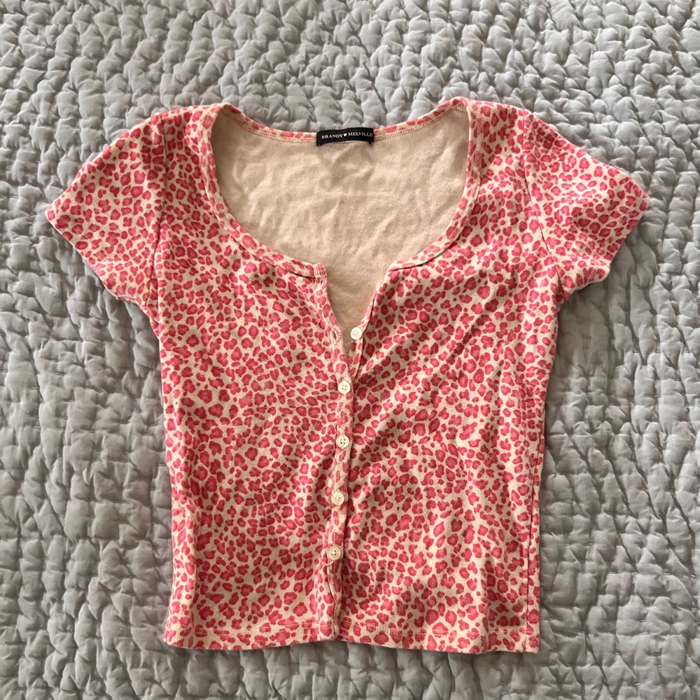 Brandy pink cheetah print cardigan/ baby tee